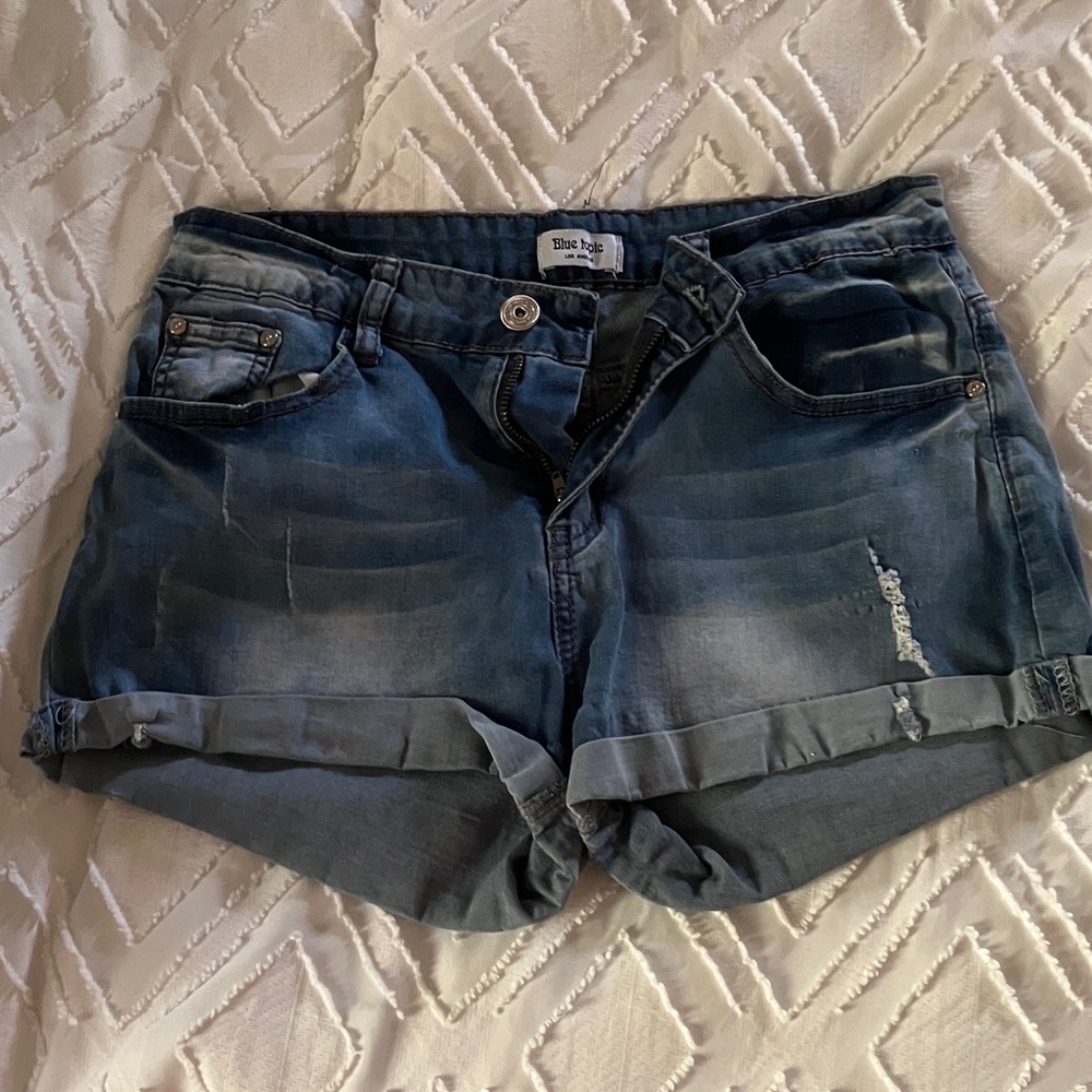 Blue Topic Distressed Jean Shorts